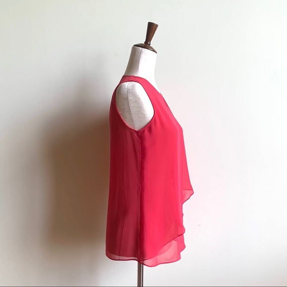 ZARA BASIC Dark pink ruffled sleeveless blouse XS Extra small - Picture 3 of 9